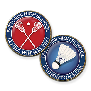 MP15  Racket, Bat, Club, Stick  Sports badges 2 lines text