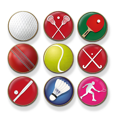 MP3 Racket, Bat, Club, Stick Sports badges
