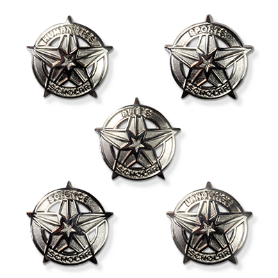 S14 - SCHOLAR badge, silver finish