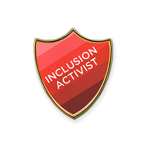 AP6 - Metal printed badge - INCLUSION ACTIVIST, Red