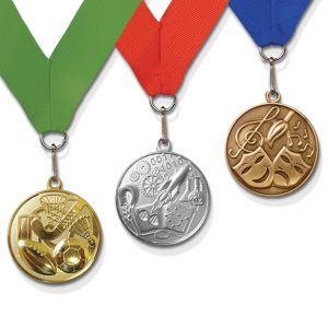 SMEDAL40 - 3 Achievement Medallions, 3 finishes, 5 ribbon colours