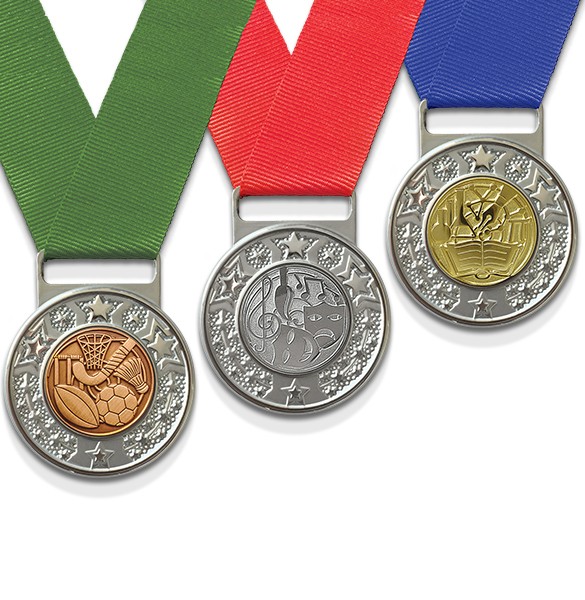 SMEDALSTAR - 3 Achievement awards, 3 finishes, 4 ribbon colours