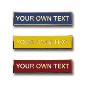 MP4 - Metallic Printed badge 1 line of text, Gold lettering