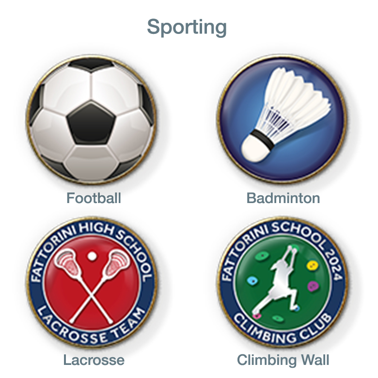 Achievement awards.  Sports & activities badges